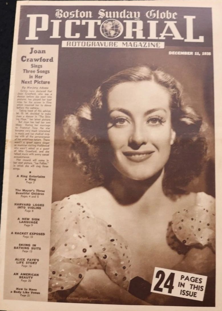 BOSTON SUNDAY GLOBE PICTORIAL magazine side cover 11 December 1938