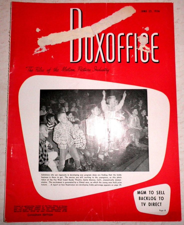 BOXOFFICE magazine side cover 23 June 1956