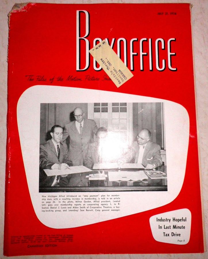 BOXOFFICE magazine side cover 21 July 1956