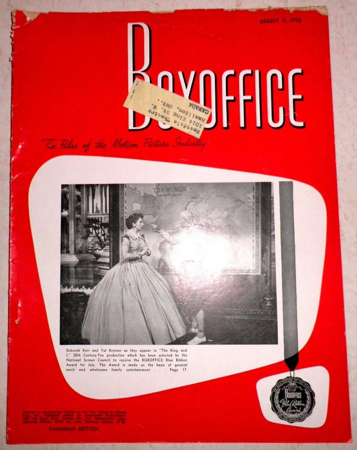 BOXOFFICE magazine side cover 11 August 1956