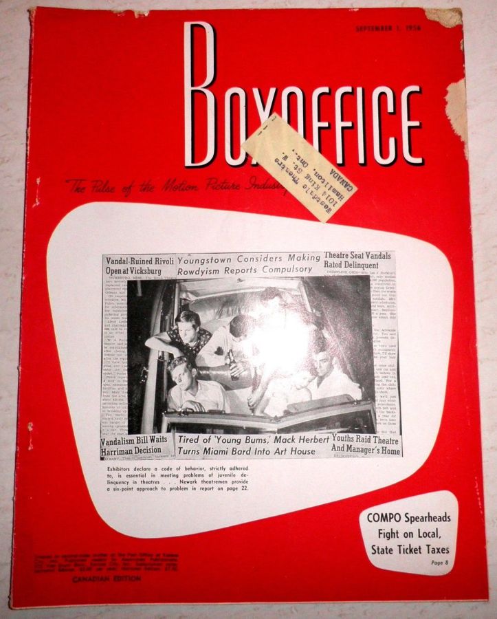 BOXOFFICE magazine side cover 1 September 1956