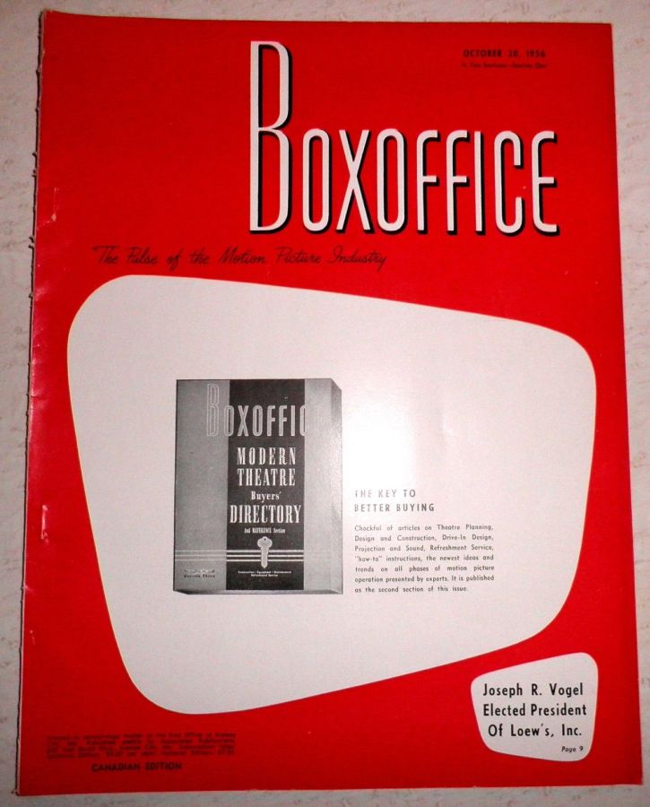 BOXOFFICE magazine side cover 20 October 1956