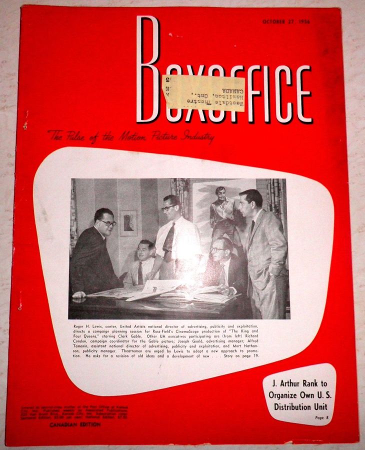 BOXOFFICE magazine side cover 27 October 1956