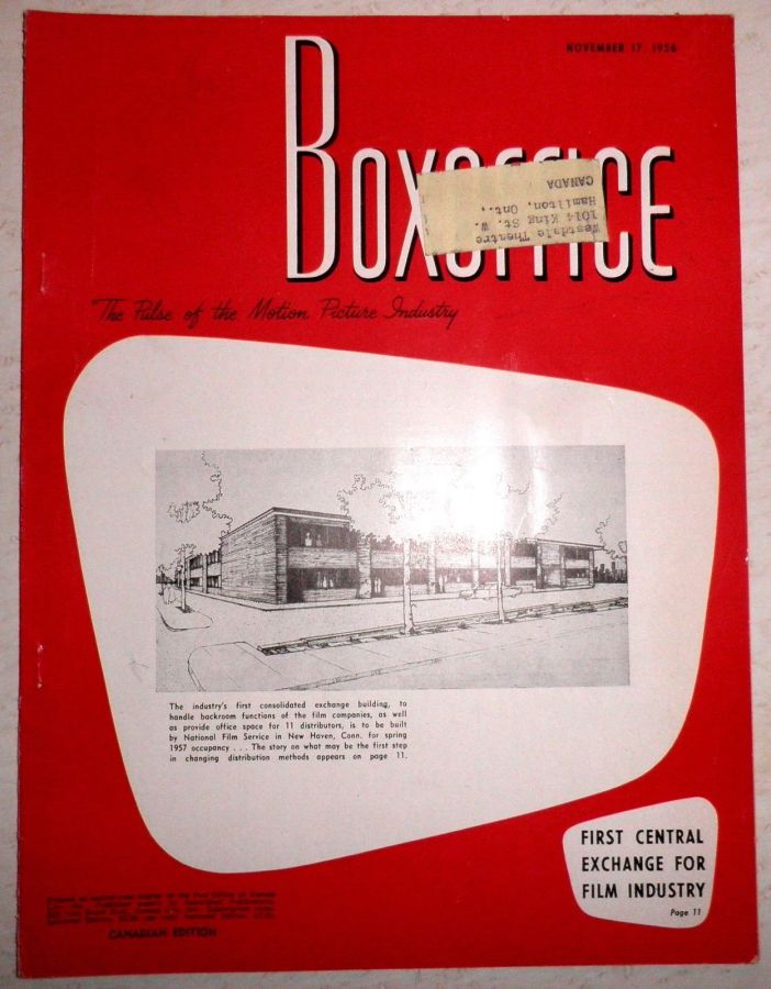 BOXOFFICE magazine side cover 17 November 1956