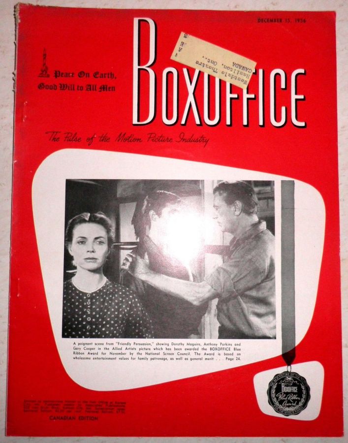 BOXOFFICE magazine side cover 15 December 1956