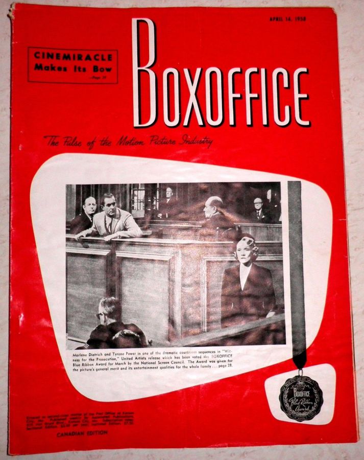 BOXOFFICE magazine side cover 14 April 1958