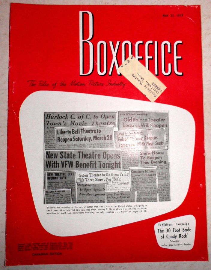 BOXOFFICE magazine side cover 25 May 1959
