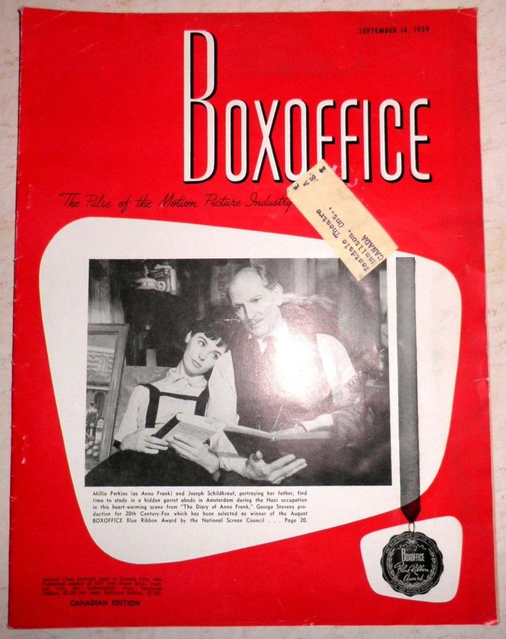 BOXOFFICE magazine side cover 14 September 1959