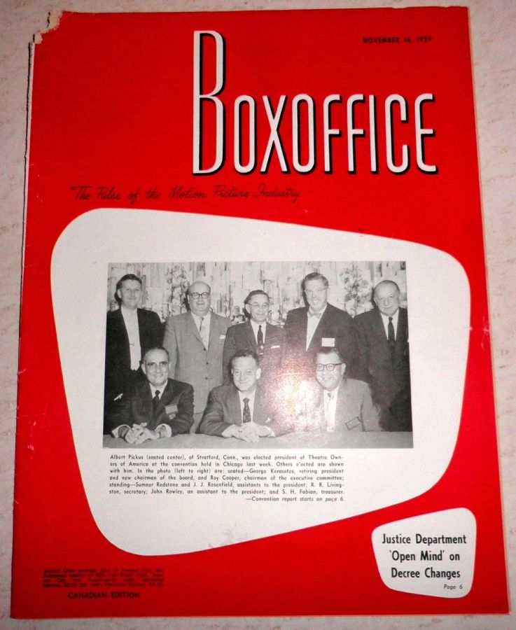 BOXOFFICE magazine side cover 16 November 1959