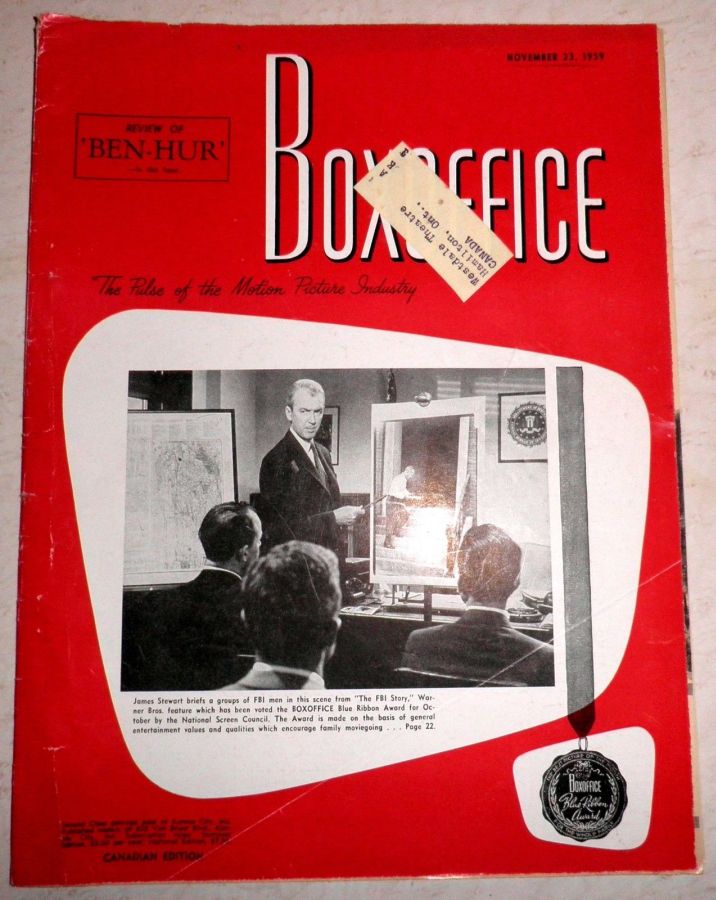 BOXOFFICE magazine side cover 23 November 1959