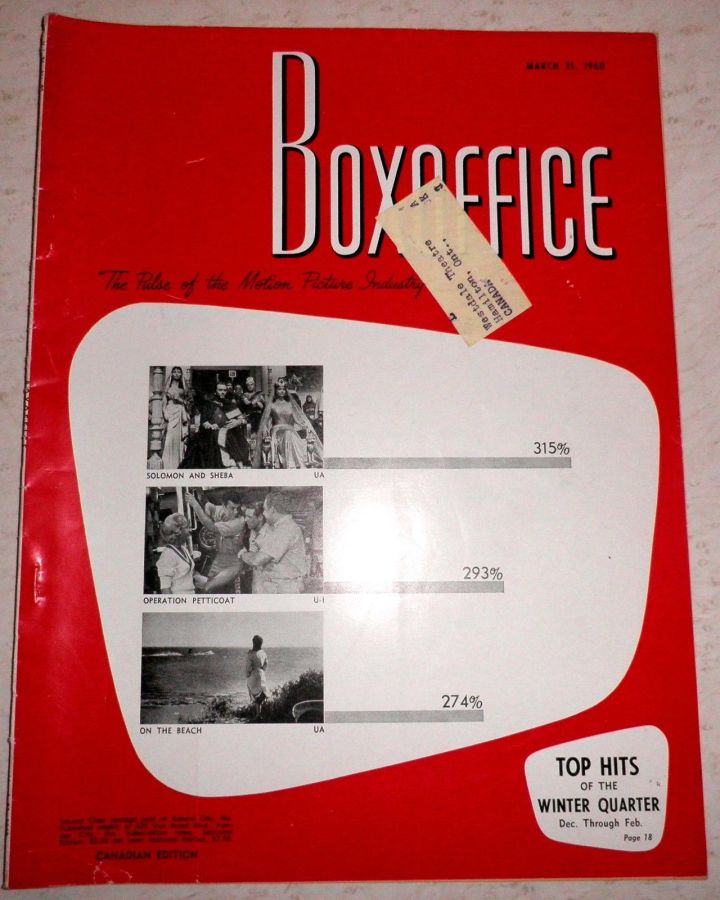 BOXOFFICE magazine side cover 21 March 1960