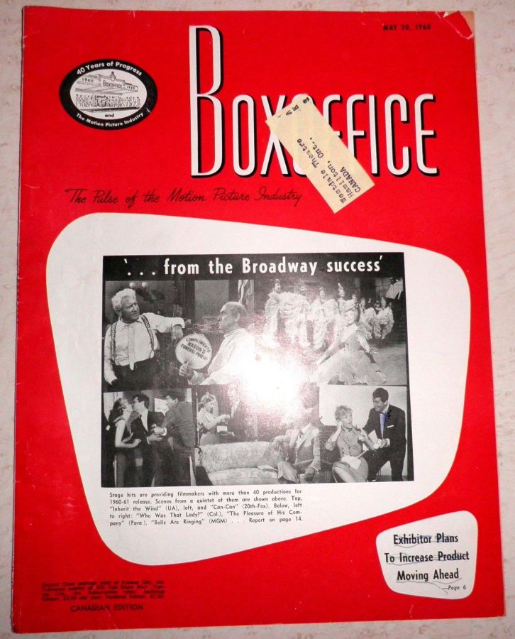 BOXOFFICE magazine side cover 30 May 1960