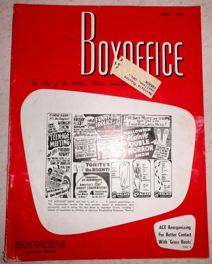 BOXOFFICE magazine side cover 1 August 1960