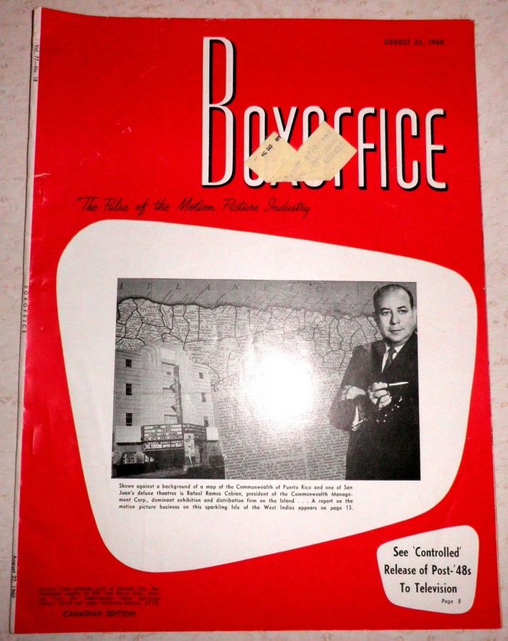 BOXOFFICE magazine side cover 22 August 1960