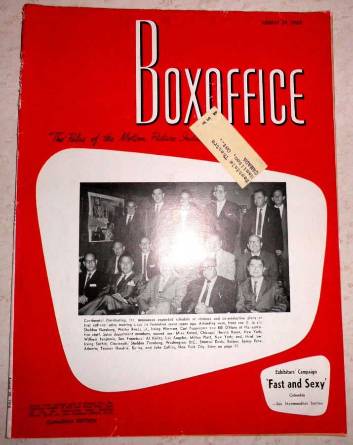 BOXOFFICE magazine side cover 29 August 1960