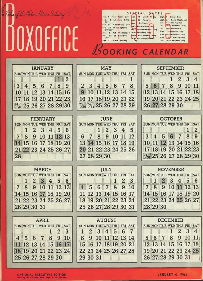 BOXOFFICE magazine side cover 4 January 1965