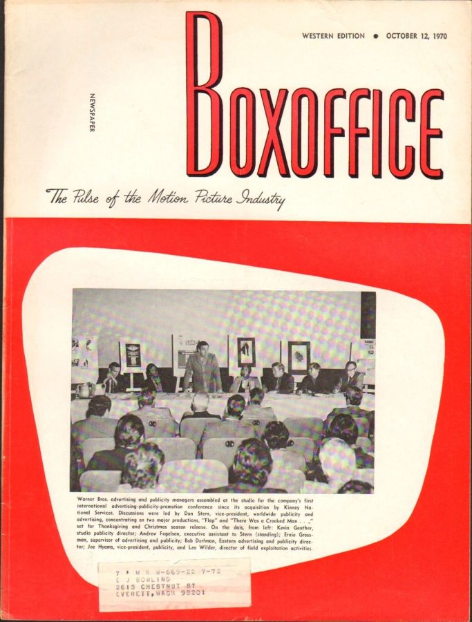 BOXOFFICE magazine side cover 12 October 1970