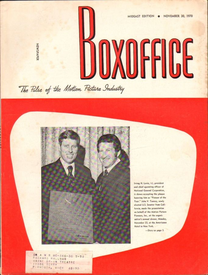 BOXOFFICE magazine side cover 30 November 1970