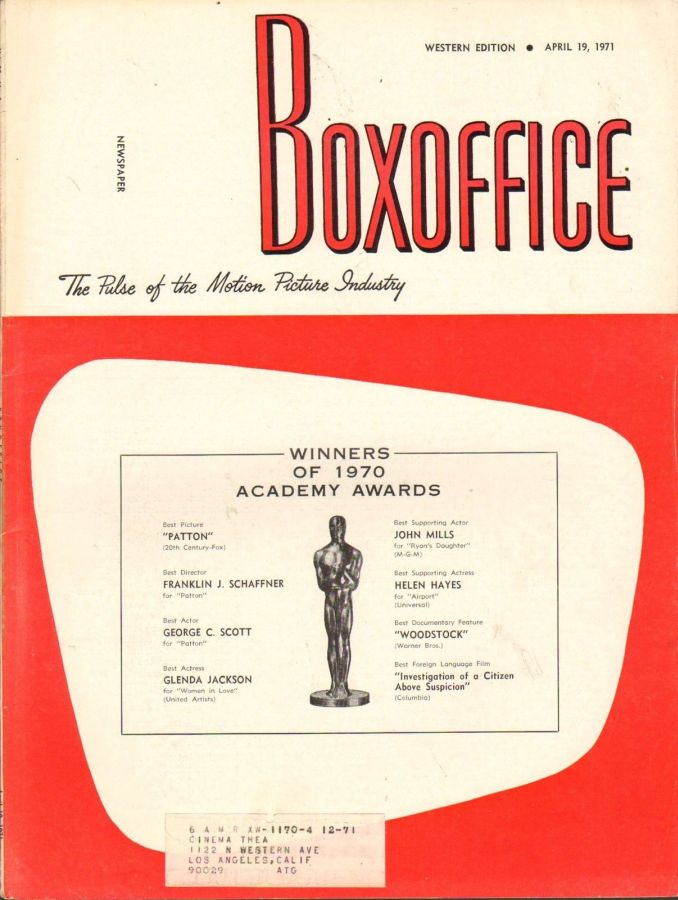BOXOFFICE magazine side cover 19 April 1971