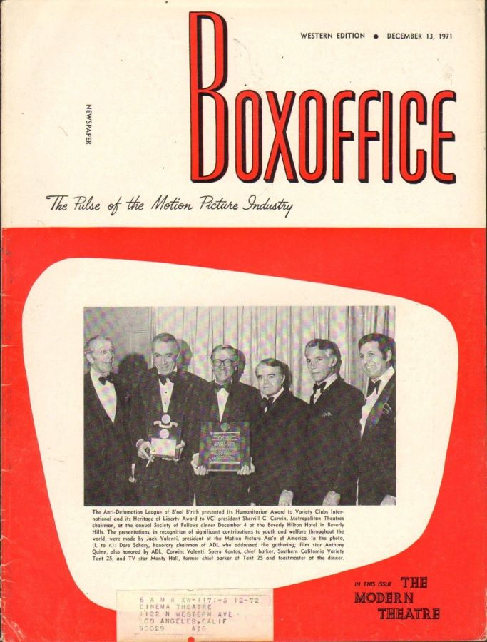 BOXOFFICE magazine side cover 13 December 1971