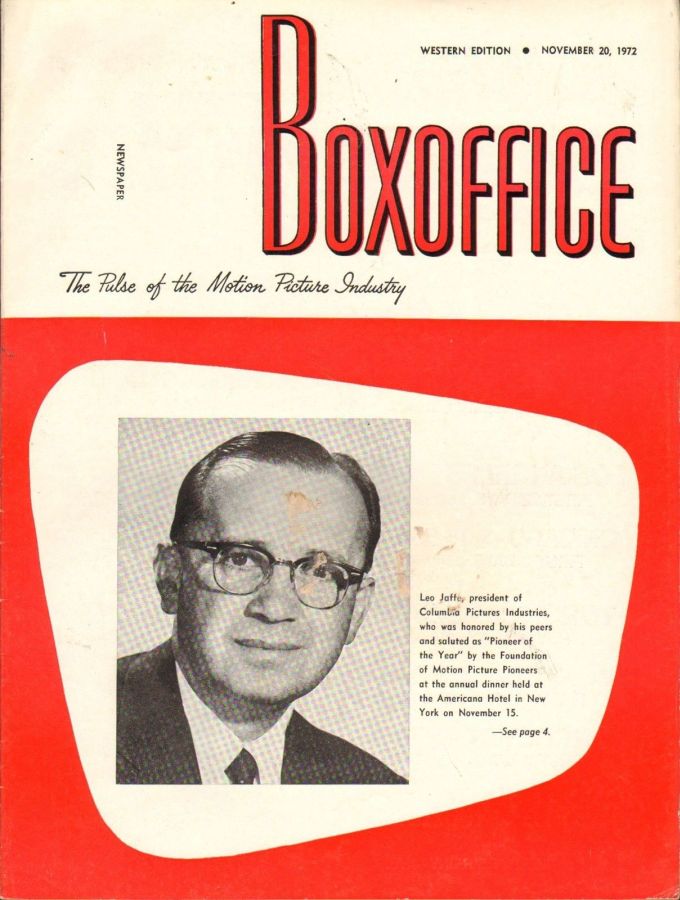 BOXOFFICE magazine side cover 20 November 1972