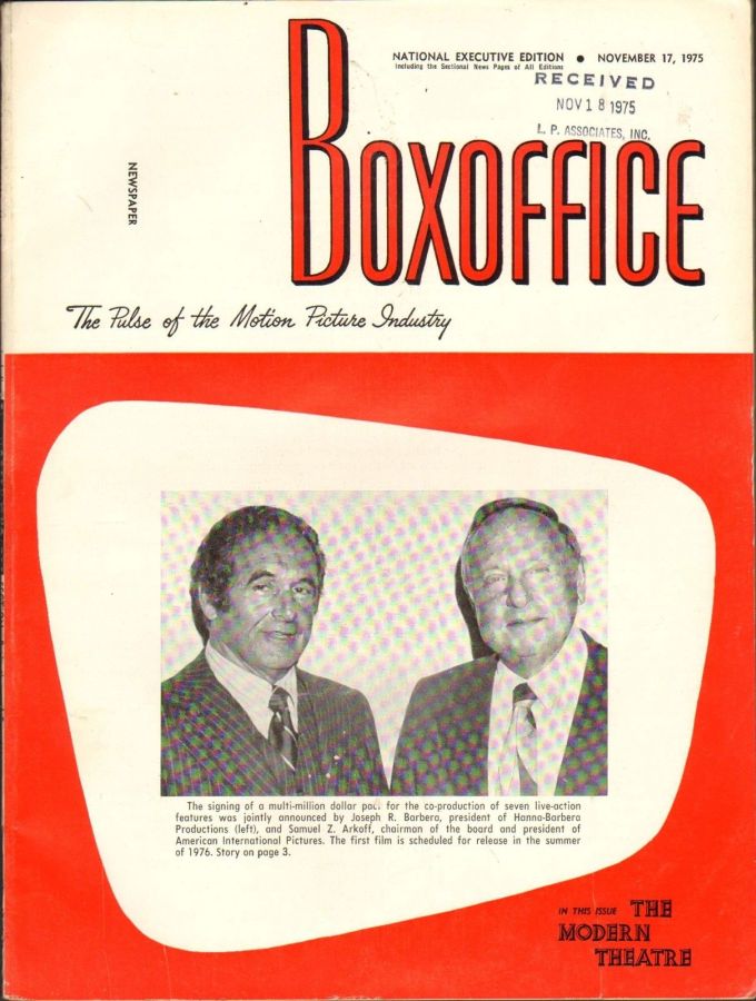 BOXOFFICE magazine side cover 17 November 1975