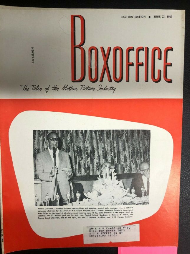 BOXOFFICE magazine side cover 23 June 1969