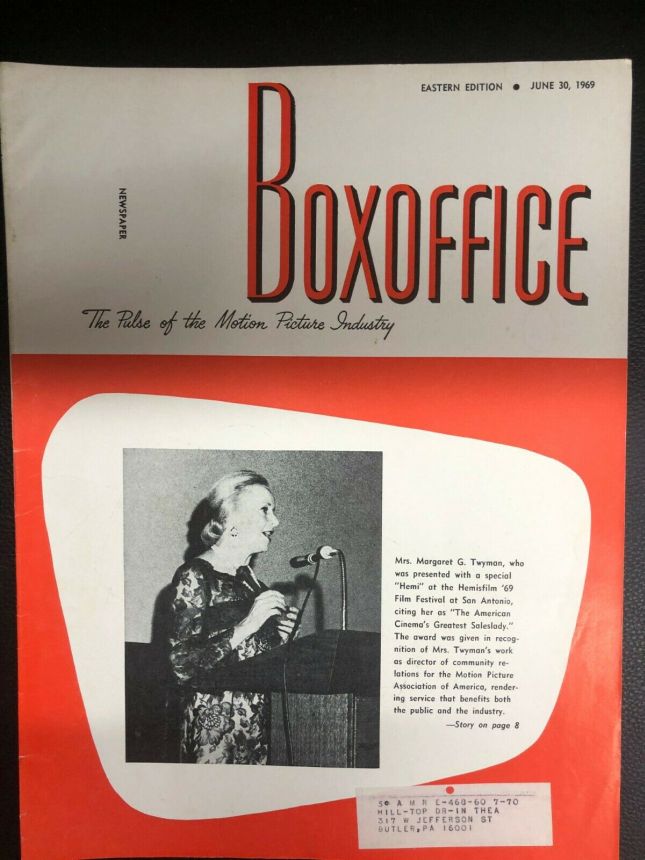 BOXOFFICE magazine side cover 30 June 1969
