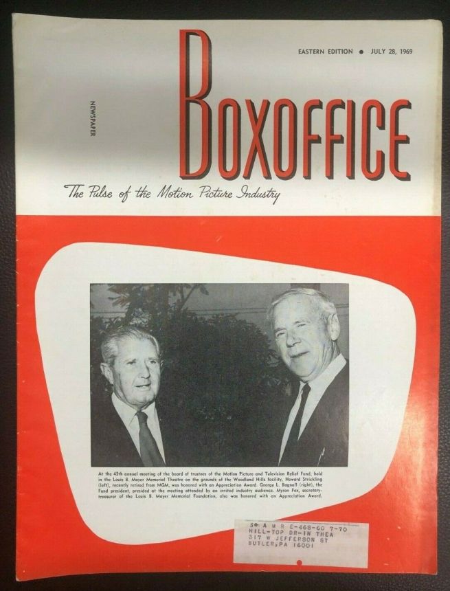 BOXOFFICE magazine side cover 28 July 1969