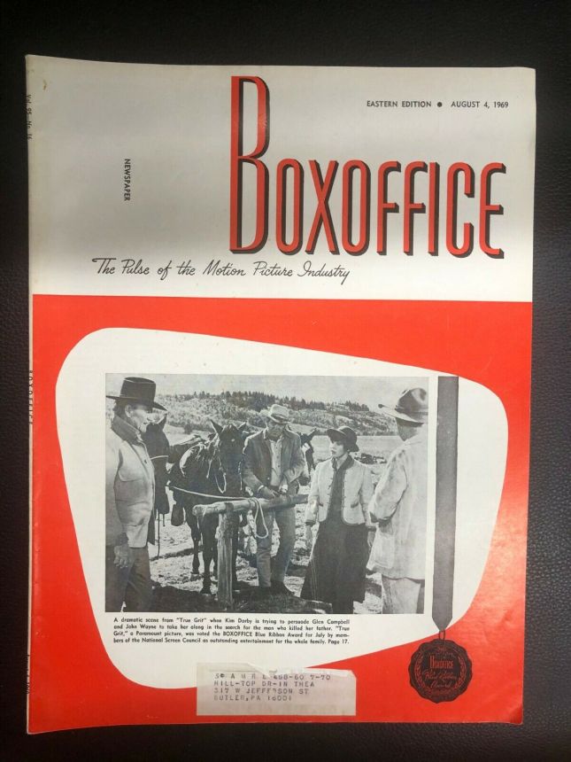BOXOFFICE magazine side cover 4 August 1969