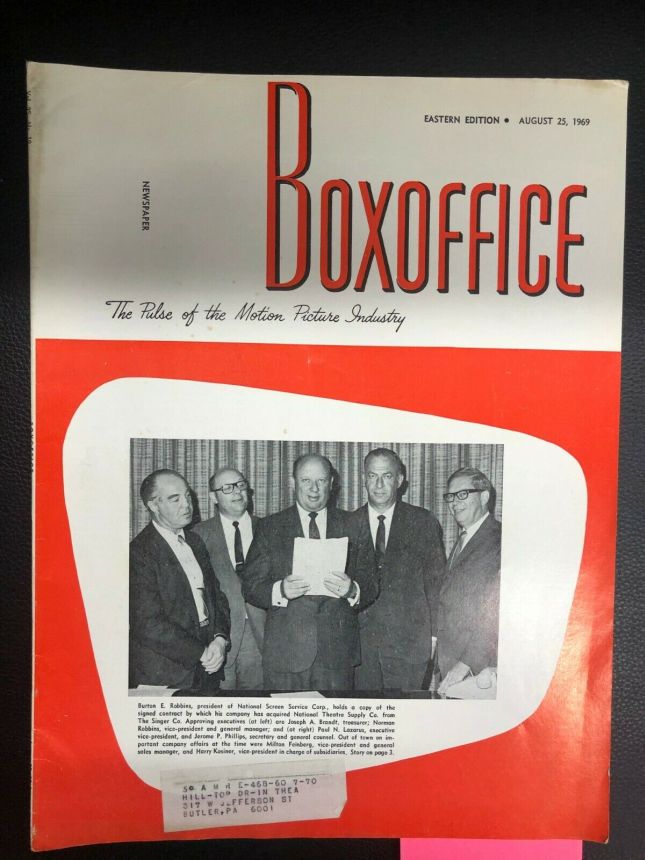 BOXOFFICE magazine side cover 25 August 1969