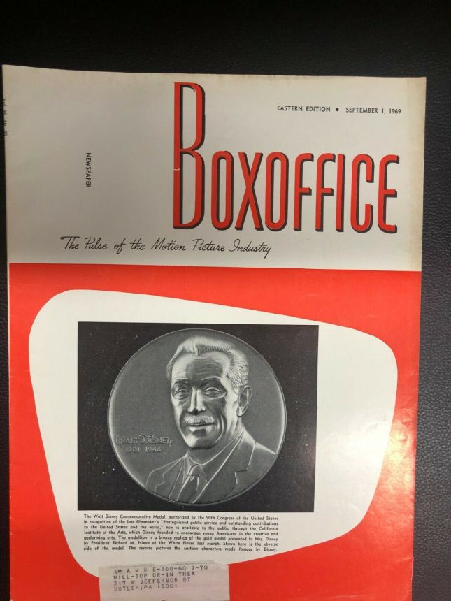 BOXOFFICE magazine side cover 1 September 1969