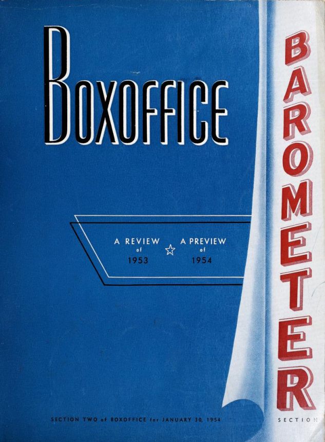 BOX OFFICE BAROMETER magazine side cover 10 January 1954