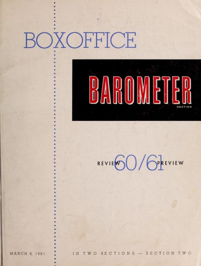 BOX OFFICE BAROMETER magazine side cover 6 March 1961