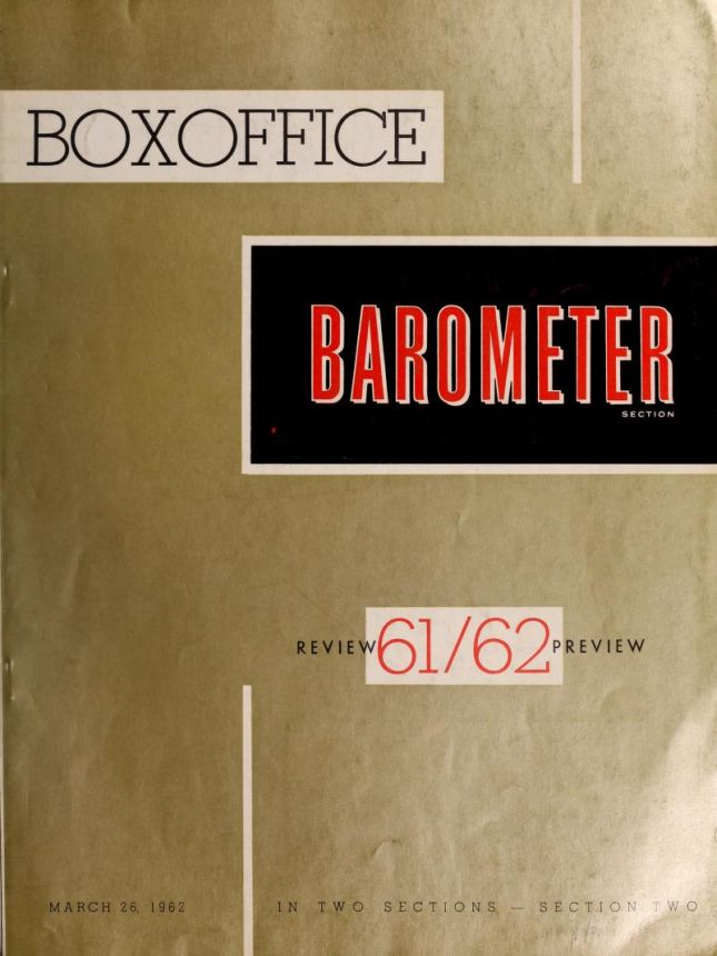 BOX OFFICE BAROMETER magazine side cover 26 March 1962