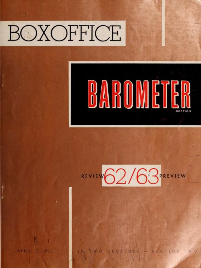 BOX OFFICE BAROMETER magazine side cover 15 April 1963