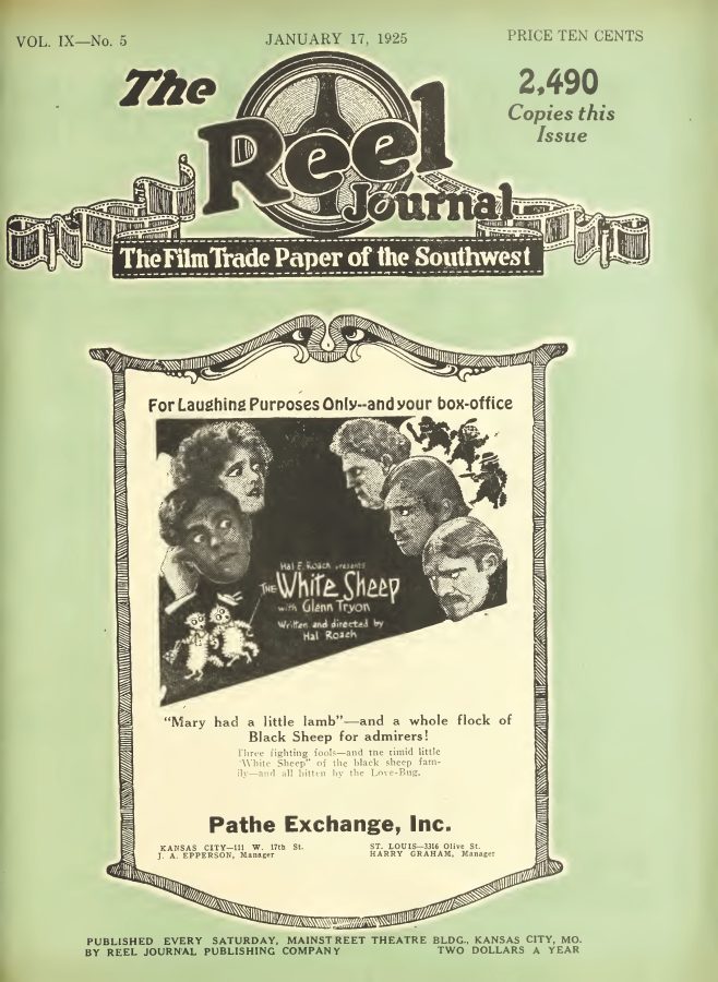 REEL JOURNAL magazine side cover 17 January 1925