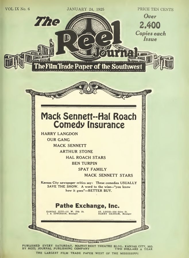 REEL JOURNAL magazine side cover 24 January 1925