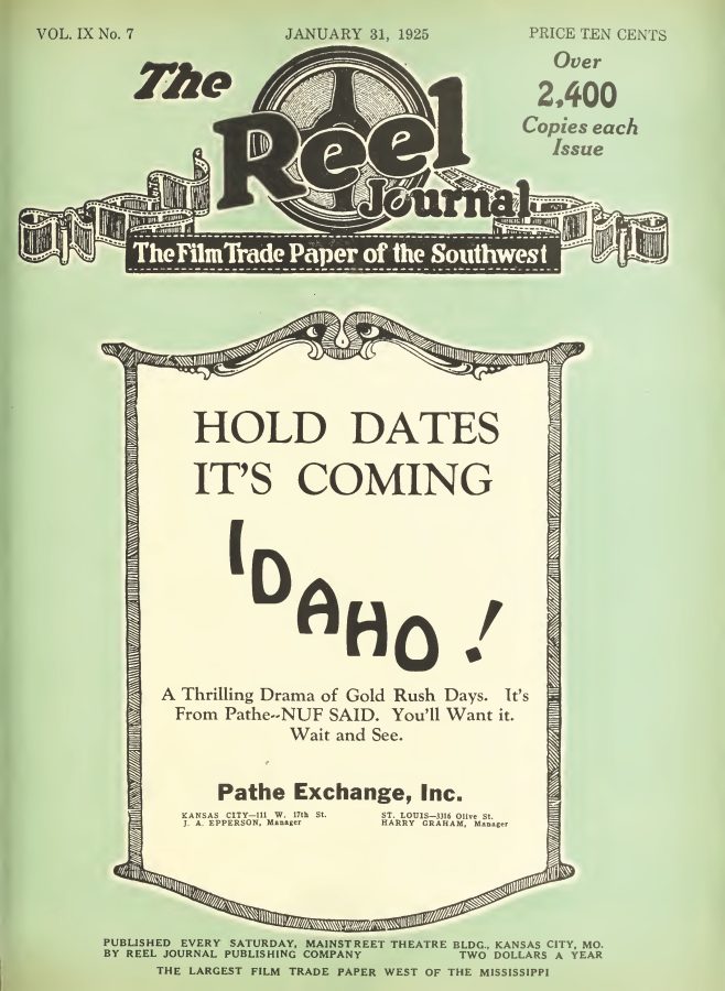 REEL JOURNAL magazine side cover 31 January 1925