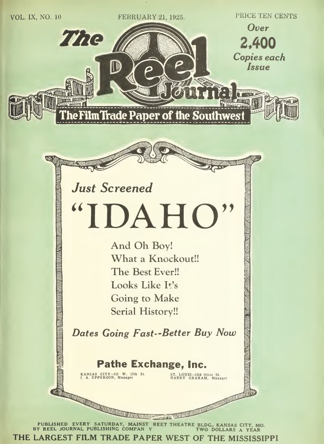 REEL JOURNAL magazine side cover 21 February 1925