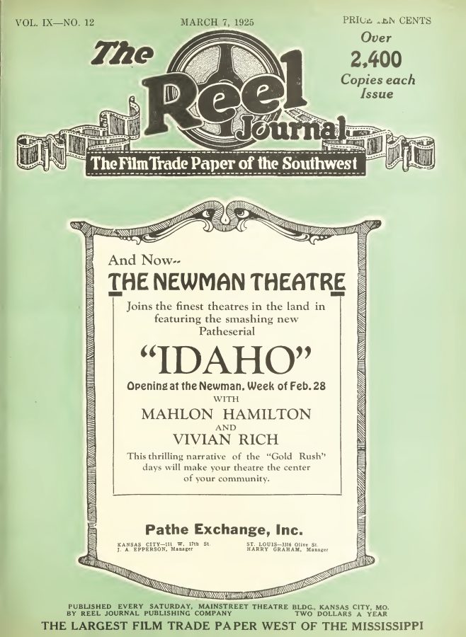 REEL JOURNAL magazine side cover 7 March 1925