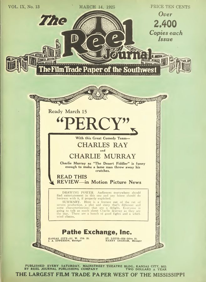 REEL JOURNAL magazine side cover 14 March 1925