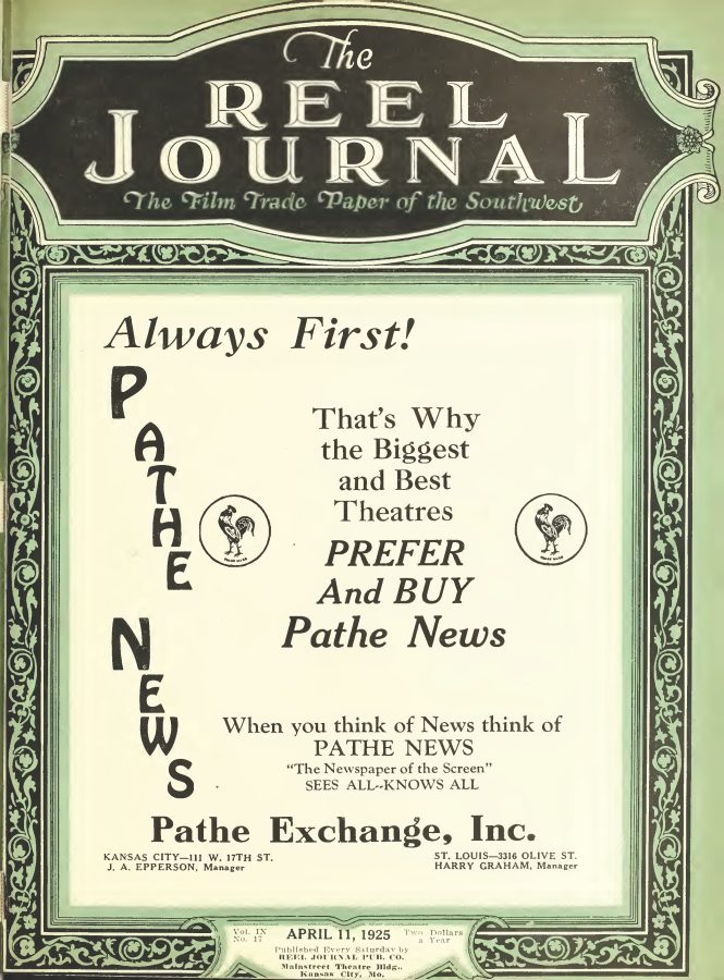 REEL JOURNAL magazine side cover 11 April 1925