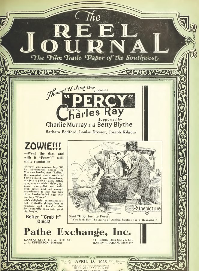 REEL JOURNAL magazine side cover 18 April 1925