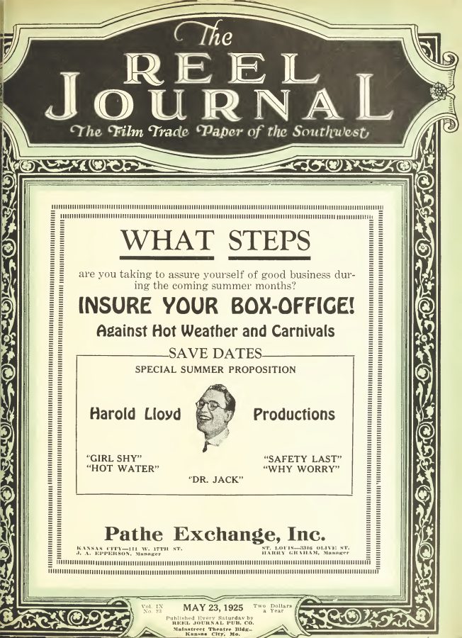 REEL JOURNAL magazine side cover 23 May 1925