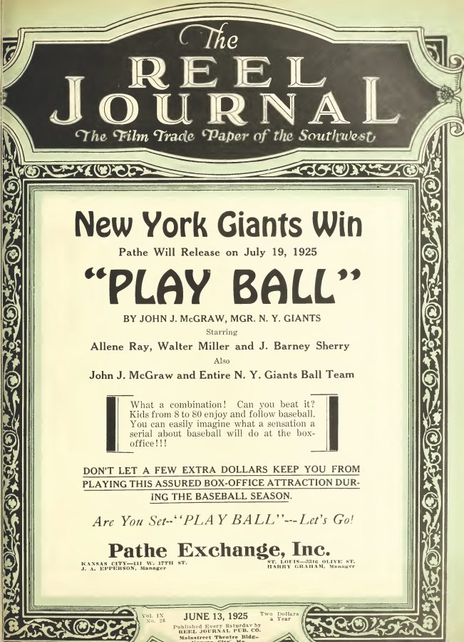 REEL JOURNAL magazine side cover 13 June 1925