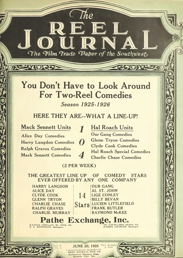 REEL JOURNAL magazine side cover 20 June 1925