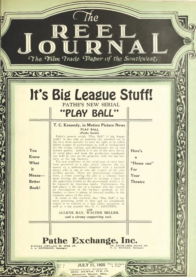 REEL JOURNAL magazine side cover 11 July 1925