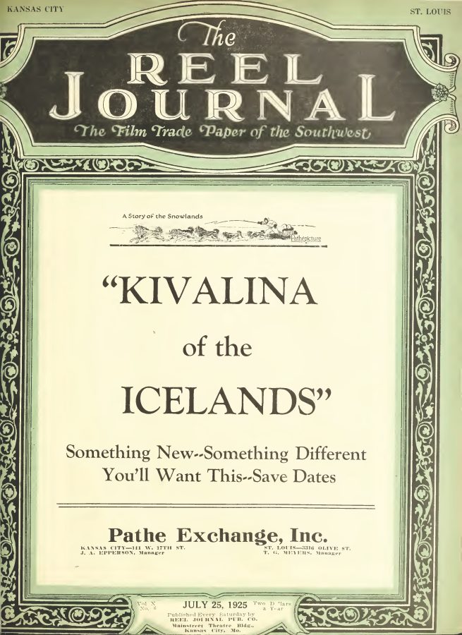 REEL JOURNAL magazine side cover 25 July 1925