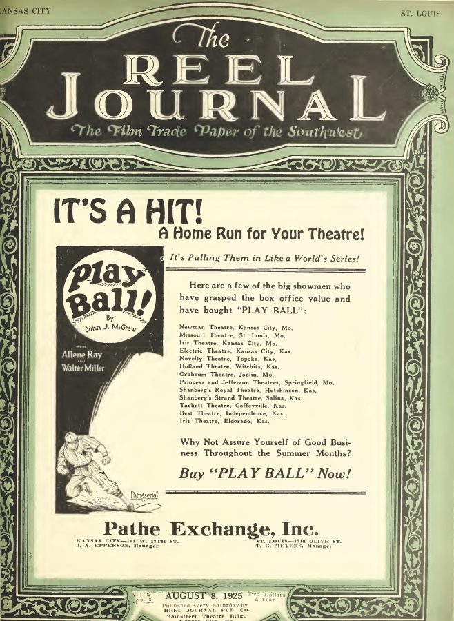 REEL JOURNAL magazine side cover 8 August 1925